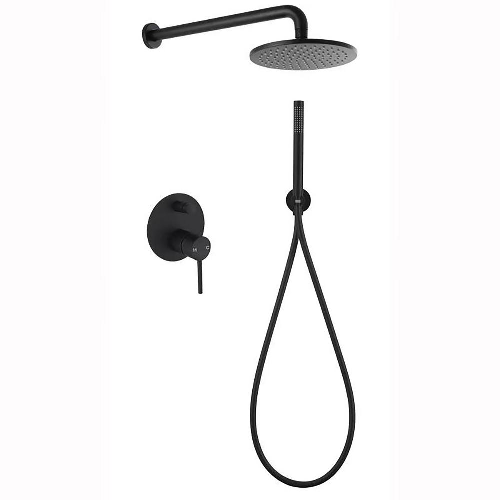 Parrot Uncle Croma Single-Handle 1-Spray High Pressure Handheld Shower and Round Head Shower in Matte Black (Valve Included)
