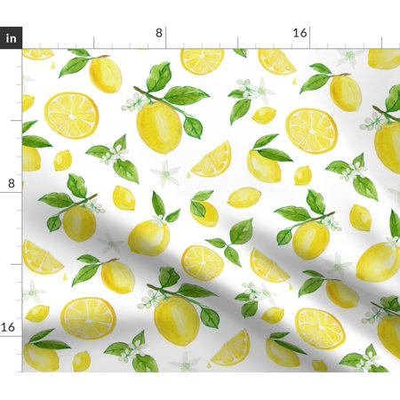 Lemons Citrus Fruit Summer Yellow Sour Fabric Printed by Spoonflower BTY