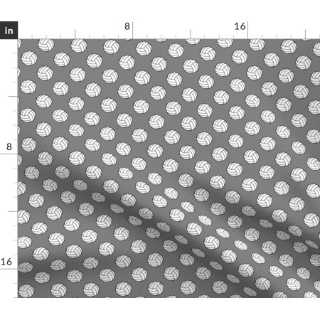 Spoonflower Fabric - Inch Black White Volleyballs Medium Gray Volley Sports Balls Printed on Lightweight Cotton Twill Fabric Fat Quarter - Sewing Bott