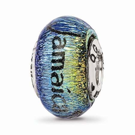 Solid 925 Sterling Silver Jamaica Orange Dichroic Glass Bead Small Charm Tiny Pendant - 12mm X 9mm