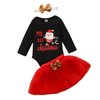 LA HIEBLA Christmas Baby Girls Clothes Set Santa Romper Sequins Bow Skirts Princess Xmas Outfit