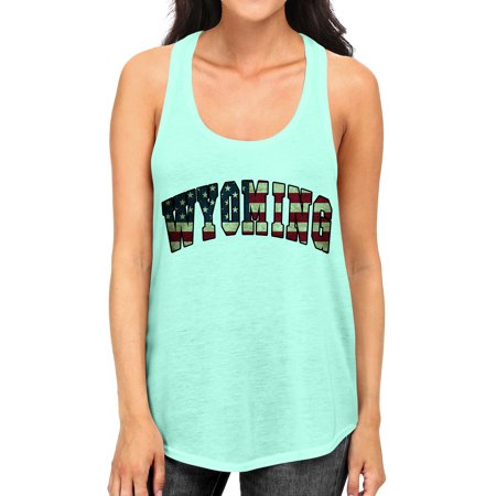 Junior S Wyoming USA Flag B1586 PLY Mint Racerback Tank Top X-Large Mint