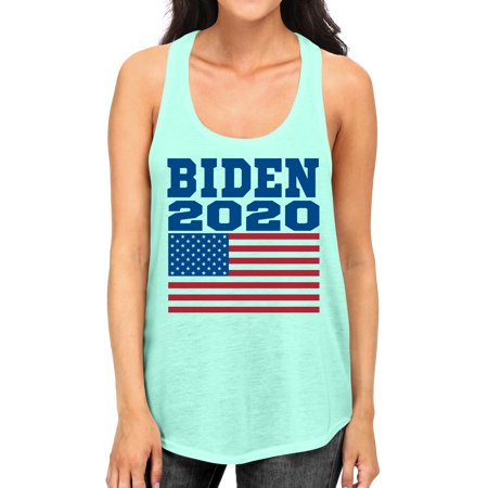 Junior S Biden US Flag 2020 B1686 PLY Mint Racerback Tank Top Large Mint