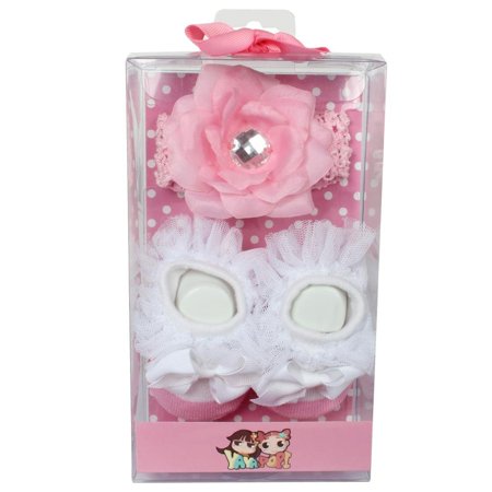 La Ribbons Baby Girl S Gift Box Essentials Headband and Sock Set