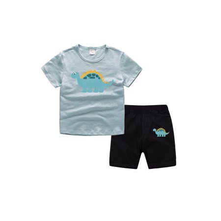 LA HIEBLA Baby Boy’s Summer Outfits Clothes Set Dinosaur T-shirt Tops Shorts