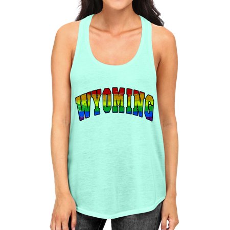 Junior S Wyoming Rainbow Pride B1627 PLY Mint Racerback Tank Top Medium Mint