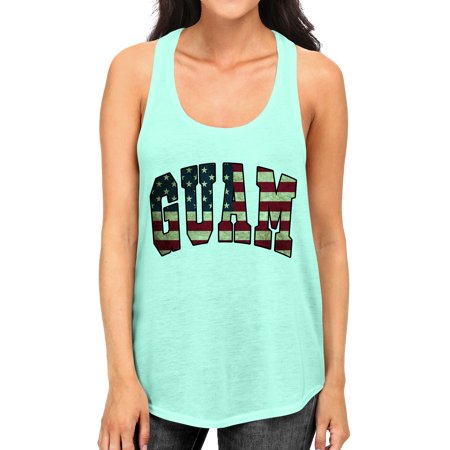 Junior S Guam USA Flag B1555 PLY Mint Racerback Tank Top Large Mint