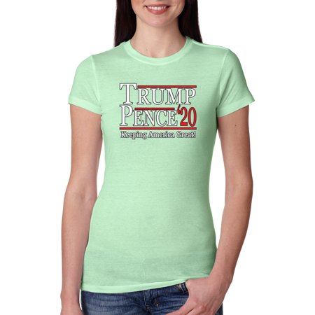 Trump/Pence 2020 | Keeping America Great | Womens Political Slim Fit Junior Tee  Mint  Large