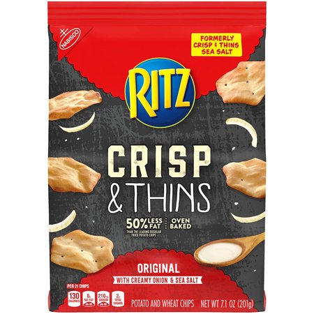 Crisp & Thins Original with Creamy Onion & Sea Salt Chips 7.1 Oz