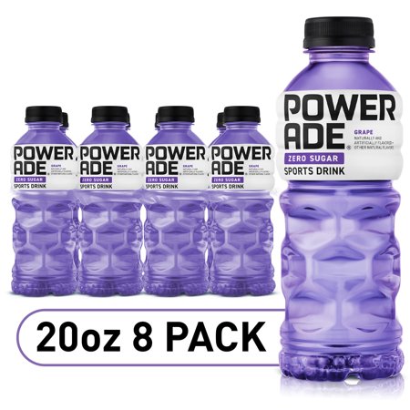 (16 Bottles) POWERADE Zero Grape, ION4 Electrolyte Enhanced Fruit Flavored Zero Sugar Zero Calorie Sports Drink, 20 Fl Oz