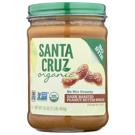 (6 Pack) Santa Cruz Organic Organic Dark Roasted Peanut Butter Spread, 16 Oz