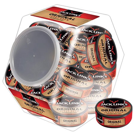 Jack Link?s Beef Jerky Chew, Shredded Beef Jerky, Made with Premium Beef, Original Flavor, 0.32 Oz per Snack Tin, 11.52 Ounce Total (Pack of 36)