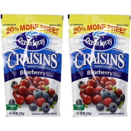 Ocean Spray Craisins - Dried Cranberries - Blueberry Juice Infused - Net Wt. 6 Oz (170 G) per Package - Pack of 2 Packages