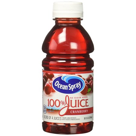 Ocean Spray 100% Juice, Cranberry, 10 Ounce Bottle (Pack of 6)