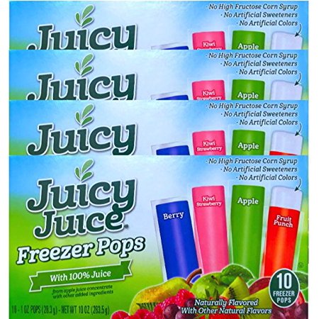 New Juicy Juice Freezer Pops with 100% Juice No High Fructose Corn Syrup, No Artificial Sweeteners or Colors Net Wt 10 Oz (4)