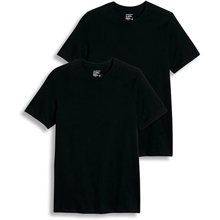 Men's Big and Tall Classic Crew Neck Undershirts, Pack of 2 - Black