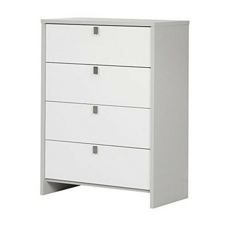 South Shore 10277 Cookie 4-Drawer Chest Soft Gray and Pure White NEW