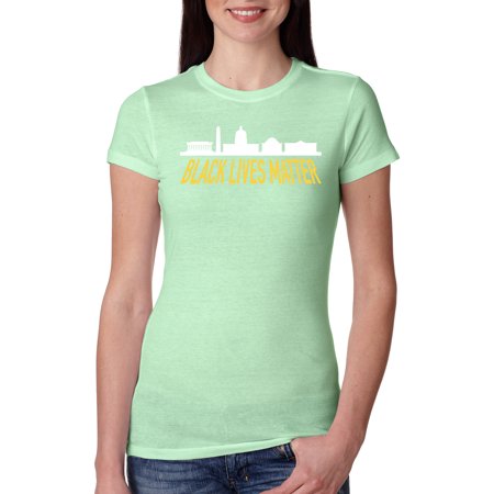 Black Lives Matter Washington DC Street Mural Painting Womens Black Pride History Slim Fit Junior Tee, Mint, 2XL