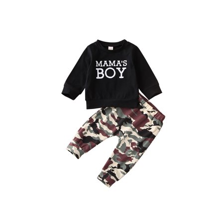 LA HIEBLA Toddler Infant Baby Boy Sweatshirt Top Pants Camouflage Set Tracksuit