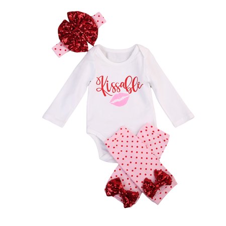 LA HIEBLA Baby Girls Set Romper Bodysuit Tops Leggings Warmers Outfit