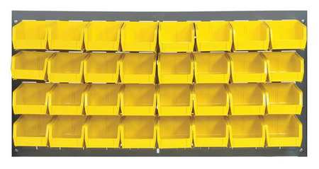 Quantum Storage Systems QLP-3619-220-32YL Solid Hanging Louvered Panel Bins Rack 108 Shelves 19  H X 36  W X 7  D with 32 Yellow Bins 8  L X 5  W X 3 