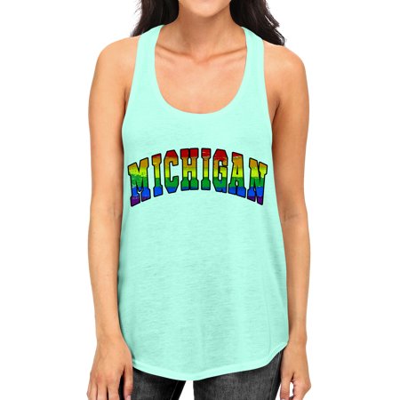 Junior's Michigan Rainbow Pride B1607 PLY Mint Racerback Tank Top X-Large Mint