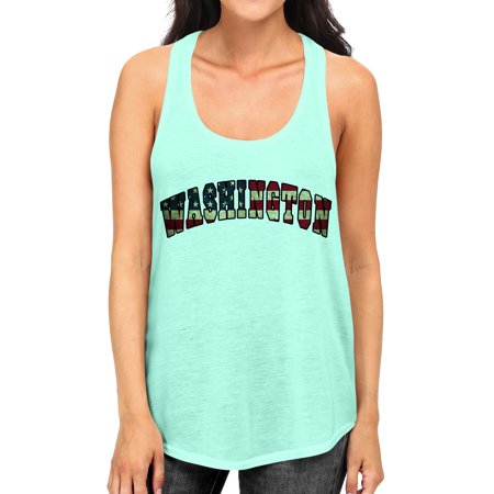 Junior S Washington USA Flag B1584 PLY Mint Racerback Tank Top Large Mint