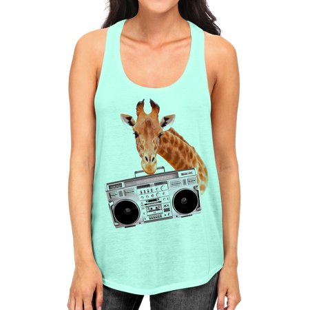 Junior S Giraffe Boombox Tee B1135 PLY Mint Green Racerback Tank Top X-Large