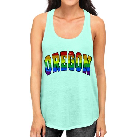 Junior's Oregon Rainbow Pride B1618 PLY Mint Racerback Tank Top Medium Mint