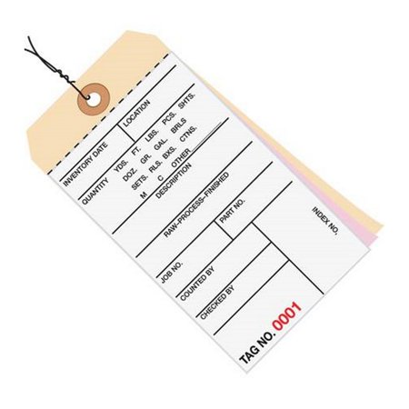 Inventory Tags Pre-Wired 3 Part Carbonless 6 1/4  X 3 1/8  Numbered (5000-5499)