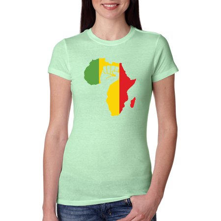 Wild Bobby  Love Africa Pride Map Black Power Fist Freedom Black History Month Gift | Womens Black Pride History Slim Fit Junior Tee  Mint  Medium