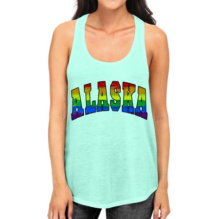 Junior S Alaska Rainbow Pride B1588 PLY Mint Racerback Tank Top X-Large Mint