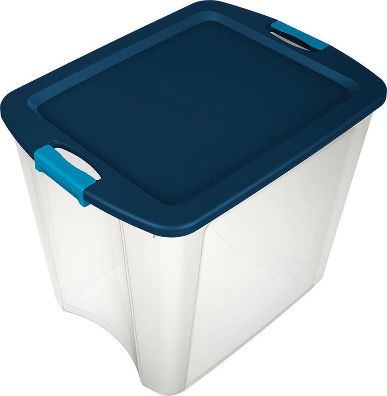 STERILITE 14489604 Storage Tote, Clear/Blue, 26 Gal.