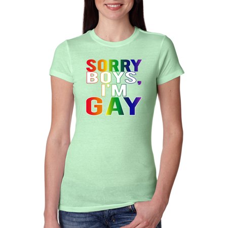 Sorry Boys I'm Gay LGBT Community Pride  Womens LGBT Pride Slim Fit Junior Tee, Mint, Small