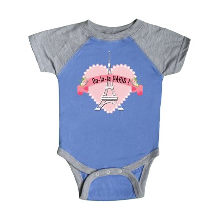 Inktastic Paris Oo-la-la with Eiffel Tower and Flowers in Pink Heart Gift Baby Boy or Baby Girl Bodysuit