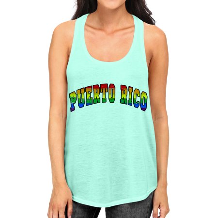 Junior S Puerto Rico Rainbow Pride B1619 PLY Mint Racerback Tank Top Small Mint