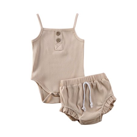 LA HIEBLA Baby Girl Shorts Set, Knitted Suspenders Jumpsuit Short Pants Suit