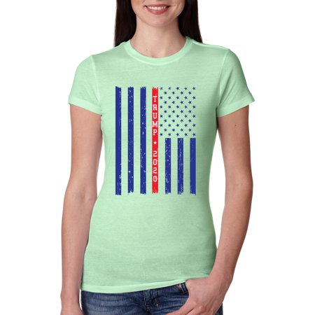 Trump 2020 America USA Flag Vote Elections Political Slim Fit Junior Tee, Mint, X-Large