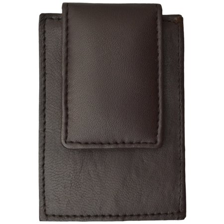 Mens Genuine Leather Money Clip Credit Card Holder Wallet Multiple Colors 1010R (C) Brown