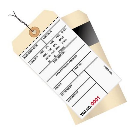 Inventory Tags Pre-Wired 1 Part Stub Style 6 1/4  X 3 1/8  Numbered (5000-5999)