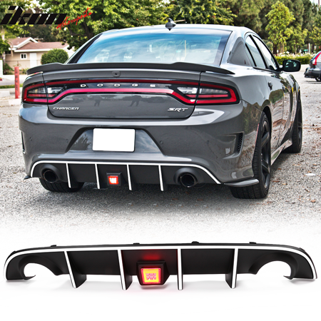 Compatible with 15-20 Dodge Charger SRT Rear Diffuser with LED Lamp & Reflective Tape
