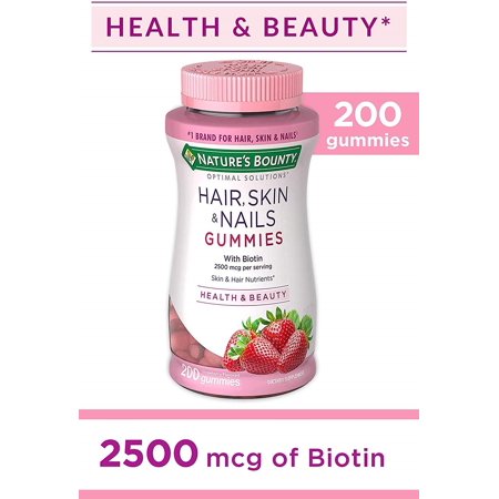 Nature S Bounty Vitamin Biotin Optimal Solutions Hair  Skin and Nails Gummies  200 Count  1 Ea