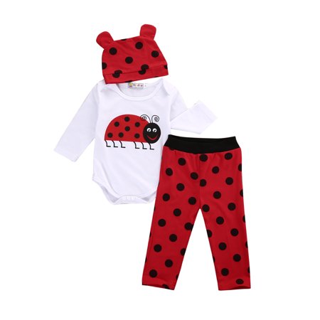 LA HIEBLA Cute Animals Infant Baby Boy Girl Rompers Tops Pants Hats Outfit Set Clothes