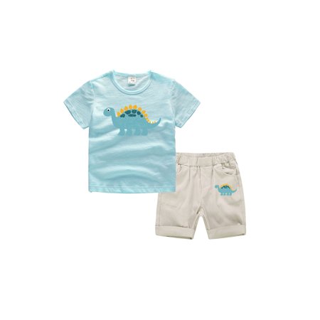 LA HIEBLA Baby Boy’s Summer Outfits Clothes Set Dinosaur T-shirt Tops Shorts