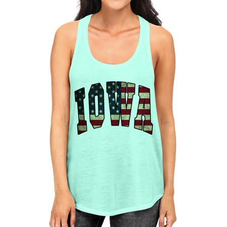 Junior S Iowa USA Flag B1560 PLY Mint Racerback Tank Top Large Mint