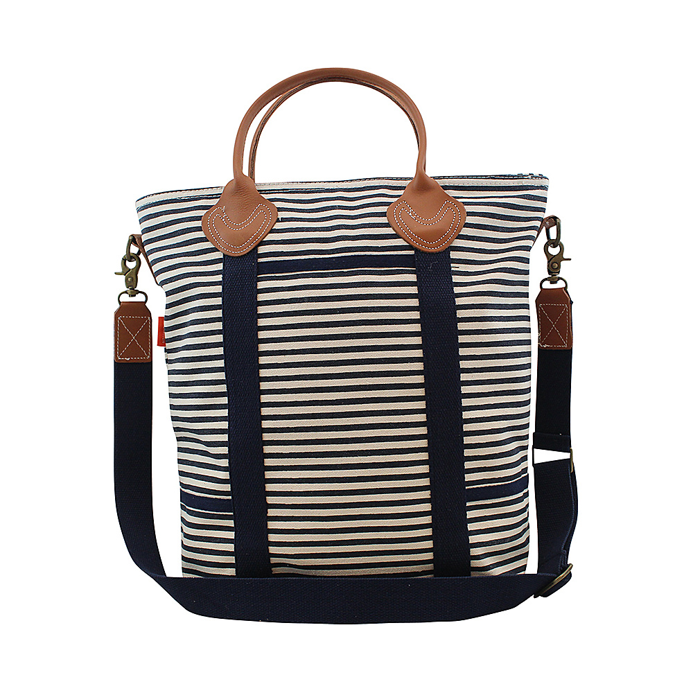 CB Station  Luggage Navy - Navy Stripe Flight Monogram Tote