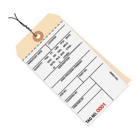 Inventory Tags Pre-Wired 2 Part Carbonless 6 1/4  X 3 1/8  Numbered (5500-5999)