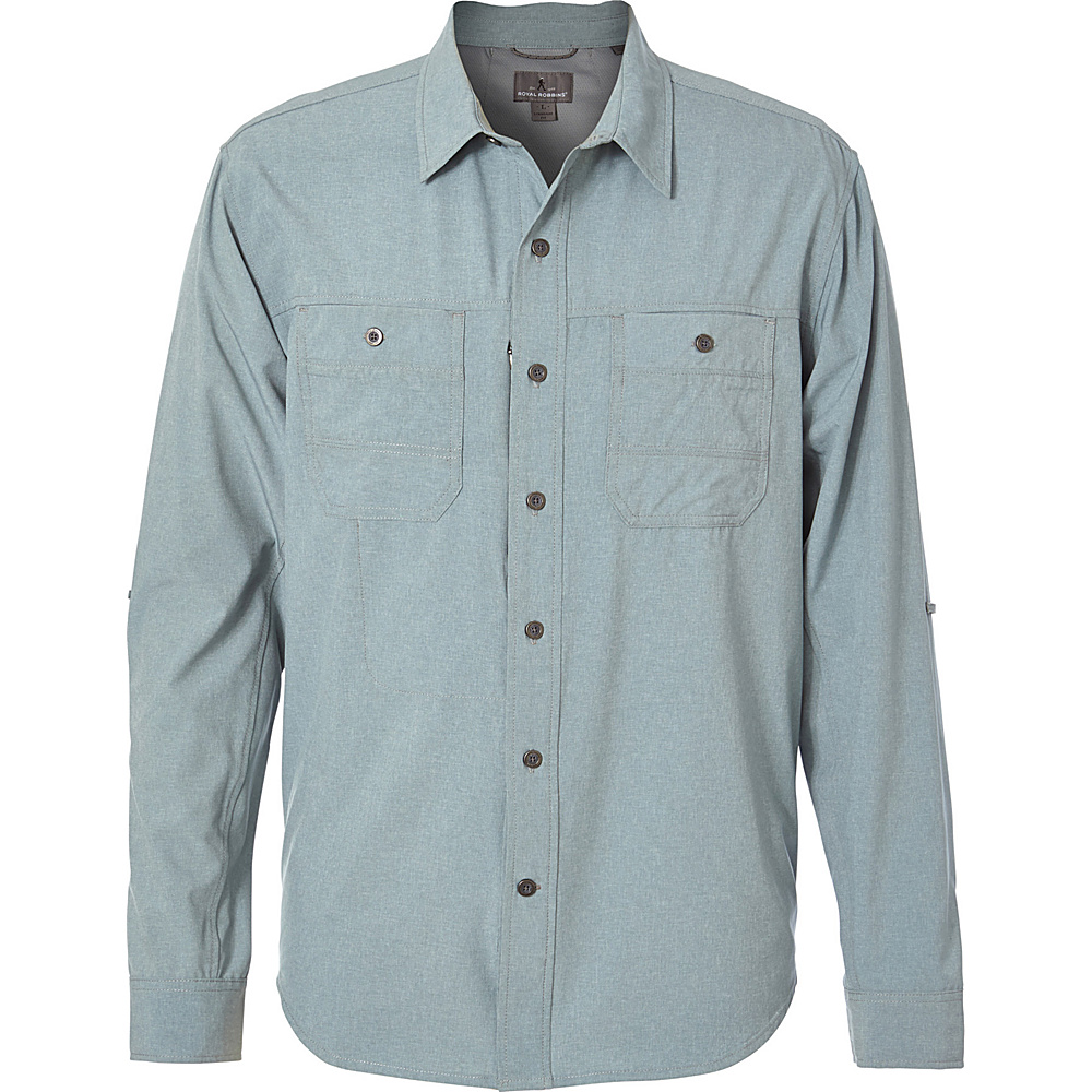 Royal Robbins Long Distance Traveler Men's Long Sleeve Shirt Lead XL Tall 42383-LEAD-T-XL