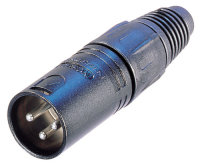 Neutrik 3 Pole Male Cable Connector with Black Metal Housing and Gold Contacts
