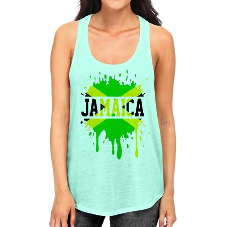 Junior S Dripping Jamaica Flag Tee B1108 PLY Mint Green Racerback Tank Top Large